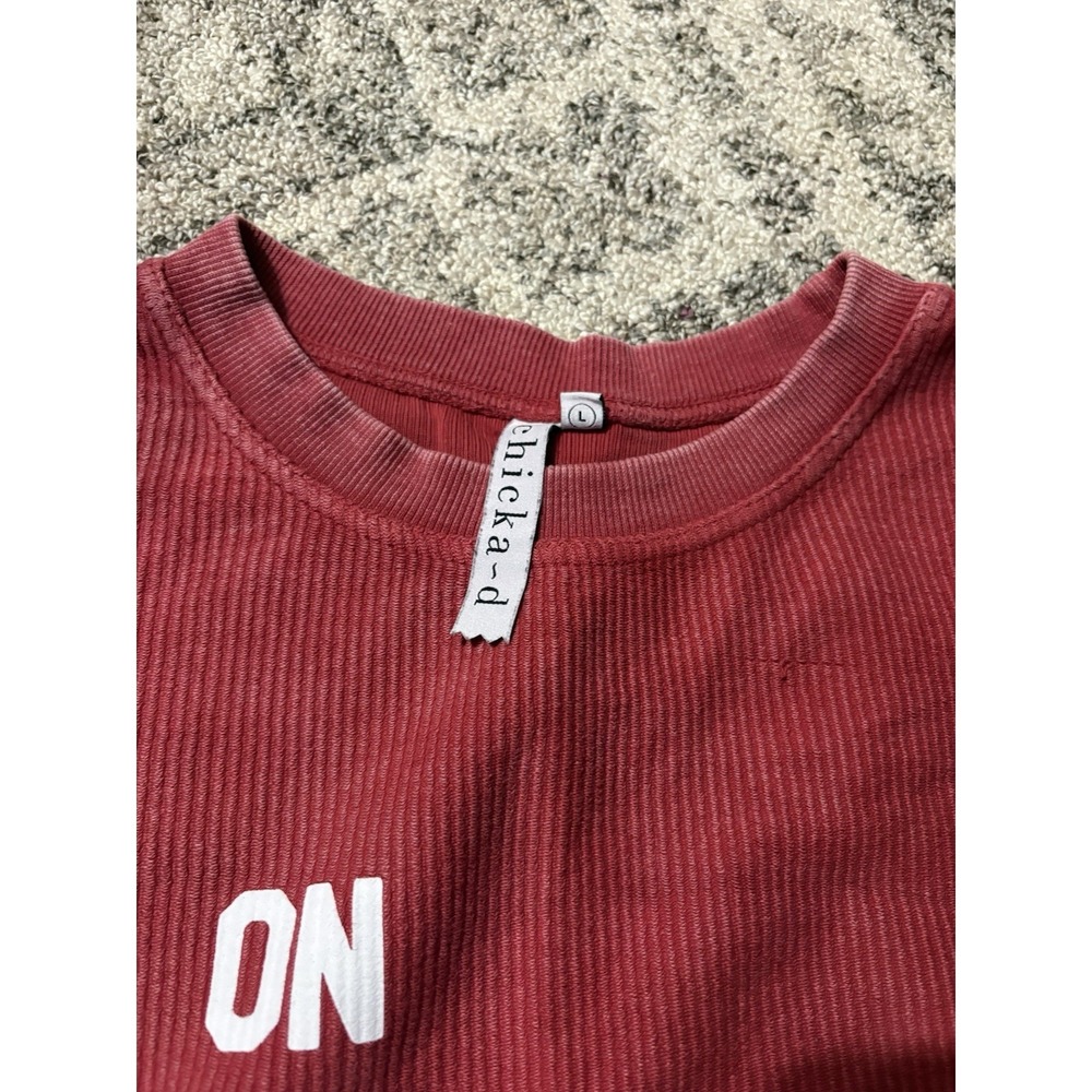 Women's Chicka-d Red Corded Game day Pullover Size Large - Picture 3 of 4